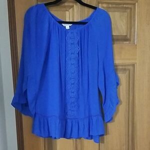 Counterparts Royal Blue Blouse with Ruffle Hem Size Large